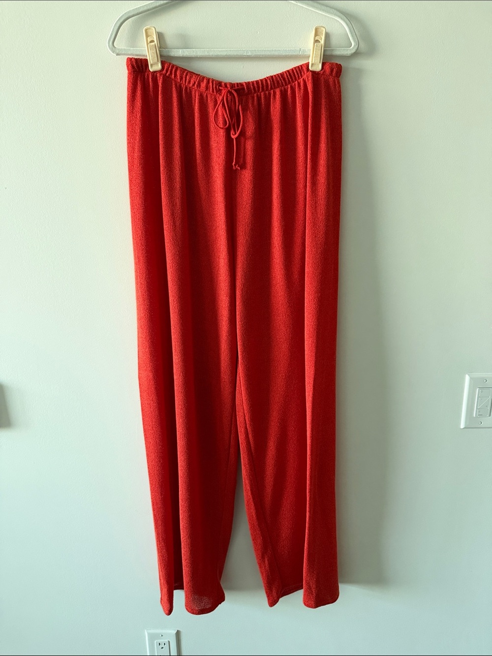 Zara Red Wide-Leg Drawstring Lounge Pants